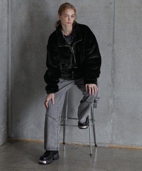 SERACE（セラス）の「【SERACE】2way fireman volume fur blouson / 2wayファイヤーマンボリュームファーブルゾン（ブルゾン・メンズ・グレー/ブラック・S/M/L）」の14枚目の写真