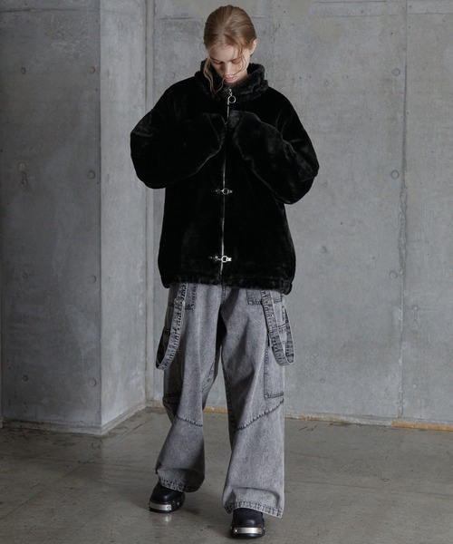 SERACE（セラス）の「【SERACE】2way fireman volume fur blouson / 2wayファイヤーマンボリュームファーブルゾン（ブルゾン・メンズ・グレー/ブラック・S/M/L）」の18枚目の写真