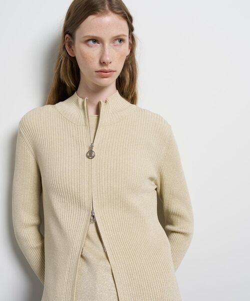 LANVIN en Bleu(ランバンオンブルー)の「ラメジップアップリブニット(ニット/セーター・レディース・グレー/チャコールグレー/ベージュ・38)」の3枚目の写真
