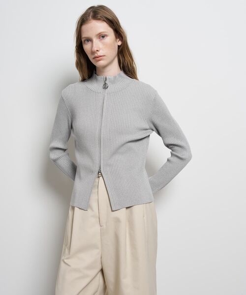 LANVIN en Bleu(ランバンオンブルー)の「ラメジップアップリブニット(ニット/セーター・レディース・グレー/チャコールグレー/ベージュ・38)」の7枚目の写真