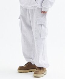 Balloon Over Cargo Fleece Jogger Pants in White Melange