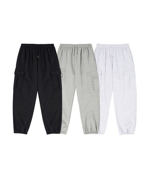 AKECII（アケシ）の「Balloon Over Cargo Fleece Jogger Pants in White Melange（スウェットパンツ・メンズ・その他・MEDIUM/LARGE）」の2枚目の写真