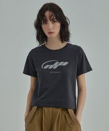 MOIREMOA（モアレモア）の「MM crop tee-charcoal（Tシャツ/カットソー）」