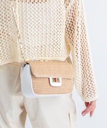 andrea cardone（アンドレアカルドネ）の「【Andrea Cardone】かごバッグ　ラフィア チェーン ショルダー バッグ（かごバッグ）」