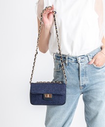 andrea cardone（アンドレアカルドネ）の「【Andrea Cardone】かごバッグ　ラフィア チェーン ショルダー バッグ（かごバッグ）」