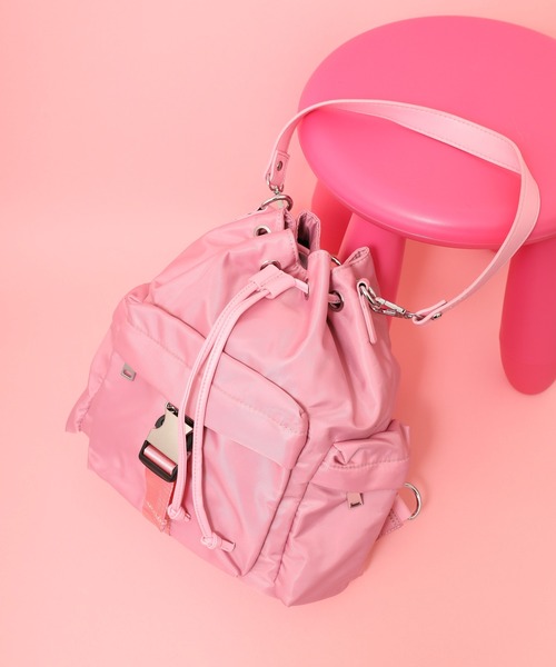 セール】ドローストリング巾着型ナイロンショルダーバッグ（ショルダー