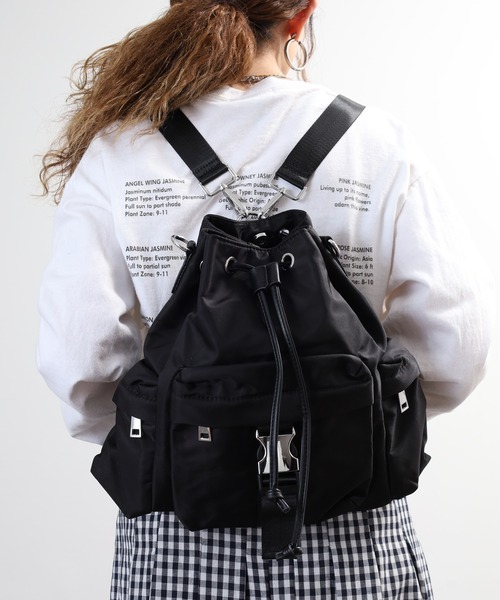 crossi(クロッシー)の「ドローストリング巾着型ナイロンショルダーバッグ(ショルダーバッグ・レディース・ピンク/オリーブ/ブラック/グレー・FREE)」の21枚目の写真