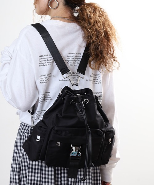 crossi(クロッシー)の「ドローストリング巾着型ナイロンショルダーバッグ(ショルダーバッグ・レディース・ピンク/オリーブ/ブラック/グレー・FREE)」の18枚目の写真