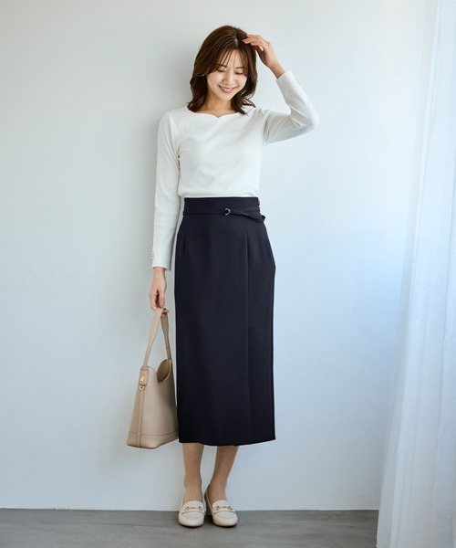 ROPE' PICNIC(ロペピクニック)の「【WEB限定】360°ウルトラストレッチ タイトスカート/UVカット・花粉ガード・セットアップ対応(スカート・レディース・ブラック/ベージュ系その他/ネイビー・S/M/L)」の9枚目の写真