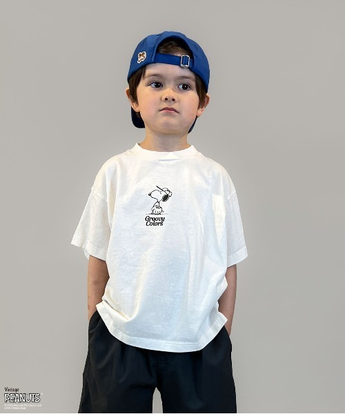 GROOVY COLORS(グルービーカラーズ)の「SNOOPY BASEBALL Tee(Tシャツ/カットソー・キッズ・ホワイト・145/135)」の1枚目の写真