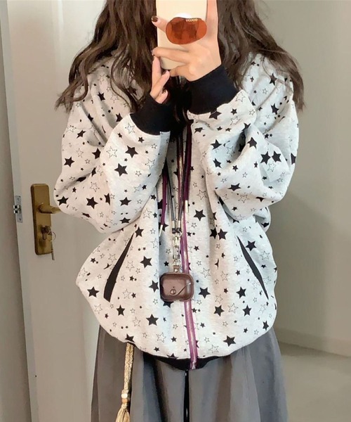 WEGO（ウィゴー）の「WEGO/星柄フルジップフーディーパーカー