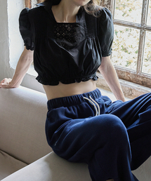 WITHOUT SUMMER（ウィズアウトサマ）の「モスパンチングブラウス_ブラック（シャツ/ブラウス）」