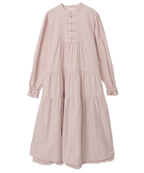 PINK HOUSE（ピンクハウス）の「ローンフリル使いダンガリーワンピース（ワンピース・レディース・ホワイト/ブラック/レッド/カーキ/ピンク/インディゴブルー・フリー）」の6枚目の写真