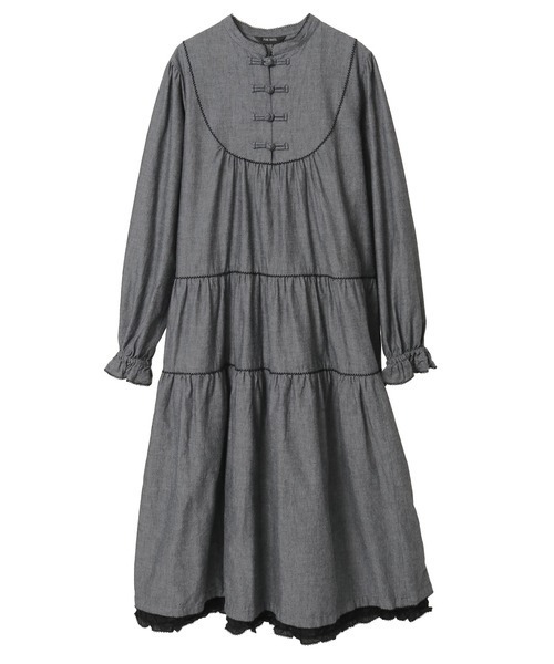 PINK HOUSE（ピンクハウス）の「ローンフリル使いダンガリーワンピース（ワンピース・レディース・ホワイト/ブラック/レッド/カーキ/ピンク/インディゴブルー・フリー）」の3枚目の写真