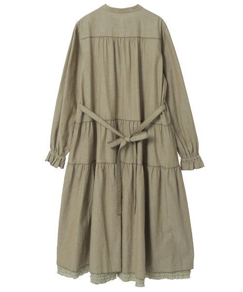 PINK HOUSE（ピンクハウス）の「ローンフリル使いダンガリーワンピース（ワンピース・レディース・ホワイト/ブラック/レッド/カーキ/ピンク/インディゴブルー・フリー）」の8枚目の写真