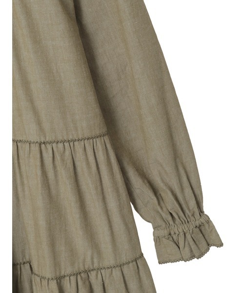 PINK HOUSE（ピンクハウス）の「ローンフリル使いダンガリーワンピース（ワンピース・レディース・ホワイト/ブラック/レッド/カーキ/ピンク/インディゴブルー・フリー）」の10枚目の写真