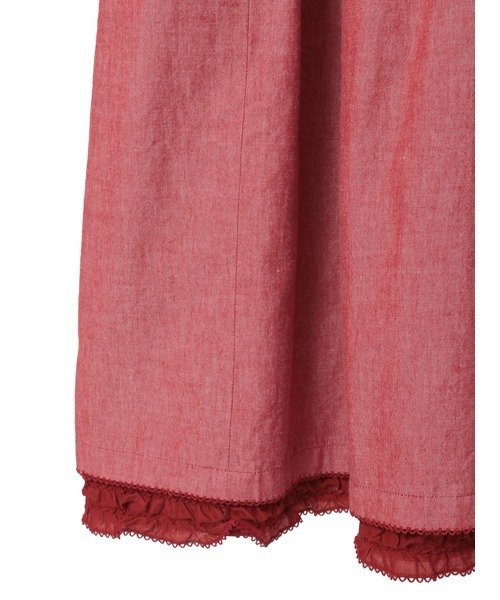 PINK HOUSE（ピンクハウス）の「ローンフリル使いダンガリーワンピース（ワンピース・レディース・ホワイト/ブラック/レッド/カーキ/ピンク/インディゴブルー・フリー）」の15枚目の写真