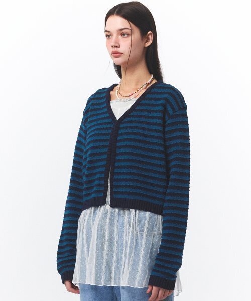 Bonbon Crop Cardigan(NAVY)