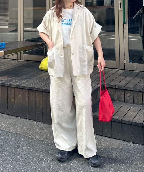 PILIT(ピリット)の「【セットアップ可】ウエストギャザーワイドパンツ(スラックス・レディース・ブラック/ブラック系その他/ベージュ・MEDIUM)」の20枚目の写真