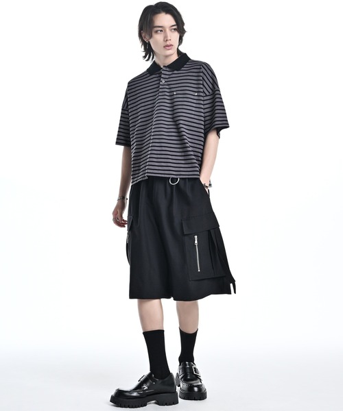 ADRER（アドラー）の「Wide Cropped Cotton Polo / ワイドクロップドコットンポロ（ポロシャツ・メンズ・グレー系1/ブルー系1/グレー系2/ブラック・L/M/S/XS）」の12枚目の写真