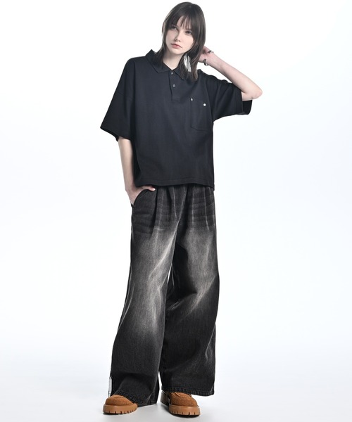 ADRER（アドラー）の「Wide Cropped Cotton Polo / ワイドクロップドコットンポロ（ポロシャツ・メンズ・グレー系1/ブルー系1/グレー系2/ブラック・L/M/S/XS）」の10枚目の写真