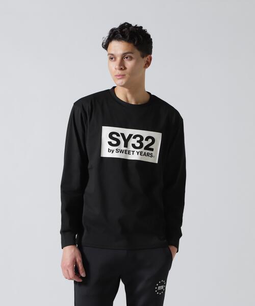 SY32 by SWEET YEARS(エスワイサーティトゥバイスィートイヤーズ)の「SY32 by SWEET YEARS /エスワイサーティトゥ バイ スィートイヤーズ/BOX LOGO L/S TEE(Tシャツ/カットソー・メンズ・ブラック系その他/ブラック/ホワイト・L/XL/M)」の3枚目の写真