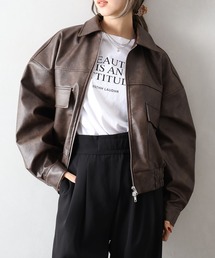 SpRay（スプレイ）の「アンティークレザーダブルZIPブルゾン（ブルゾン）」