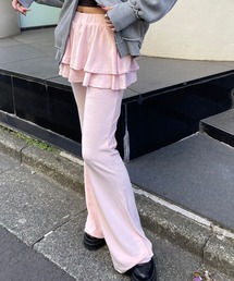ベロア ティアードスカート レイヤードフレアパンツ