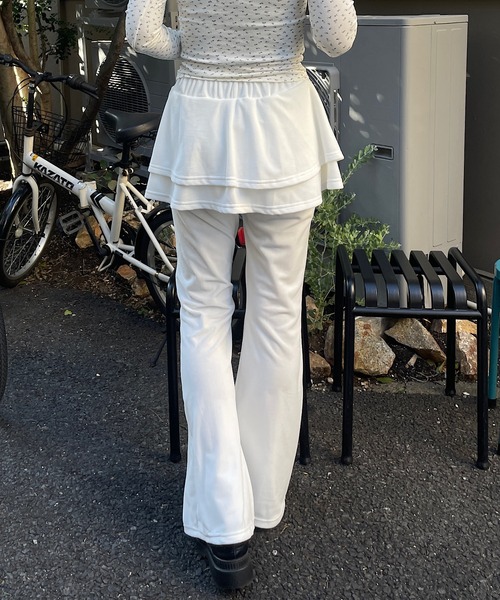 ROGER AND RAW(ロジャーアンドロウ)の「ベロア ティアードスカート レイヤードフレアパンツ(その他パンツ・レディース・グレー/ブラック/ピンク/ホワイト・FREE)」の9枚目の写真