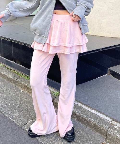 ROGER AND RAW(ロジャーアンドロウ)の「ベロア ティアードスカート レイヤードフレアパンツ(その他パンツ・レディース・グレー/ブラック/ピンク/ホワイト・FREE)」の20枚目の写真