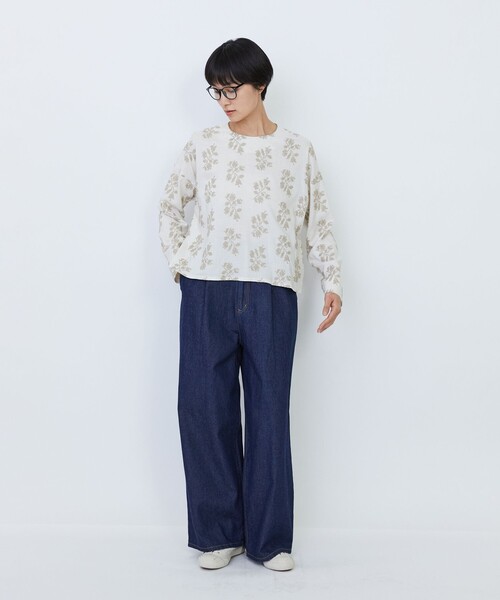LOISIR(ロワズィール)の「【MTサイズ有り】綿麻ライトデニムワイドパンツ(デニムパンツ・レディース・ライトインディゴブルー/インディゴブルー・M/MT)」の4枚目の写真