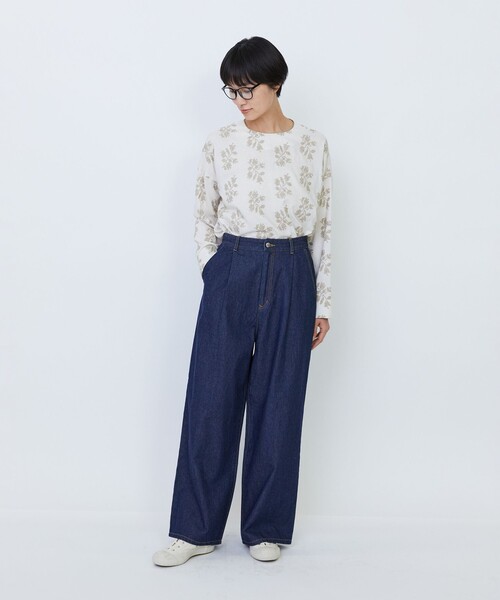 LOISIR(ロワズィール)の「【MTサイズ有り】綿麻ライトデニムワイドパンツ(デニムパンツ・レディース・ライトインディゴブルー/インディゴブルー・M/MT)」の5枚目の写真