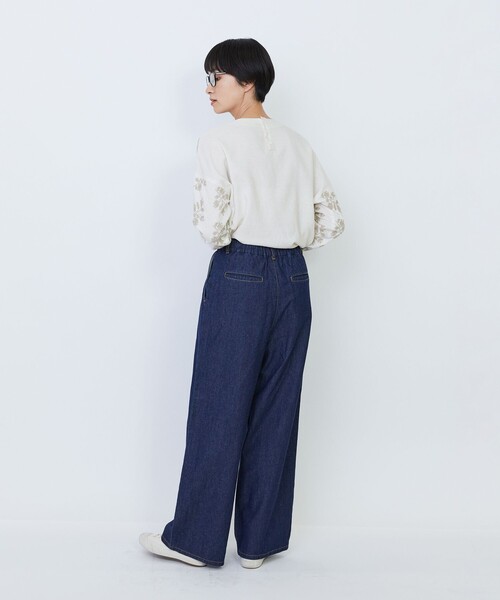 LOISIR(ロワズィール)の「【MTサイズ有り】綿麻ライトデニムワイドパンツ(デニムパンツ・レディース・ライトインディゴブルー/インディゴブルー・M/MT)」の7枚目の写真