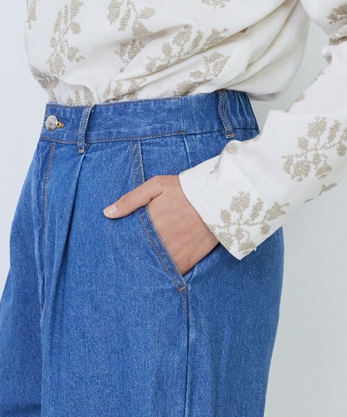 LOISIR(ロワズィール)の「【MTサイズ有り】綿麻ライトデニムワイドパンツ(デニムパンツ・レディース・ライトインディゴブルー/インディゴブルー・M/MT)」の19枚目の写真