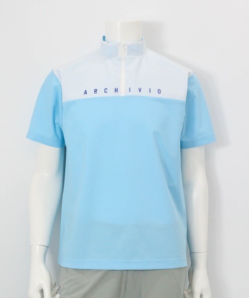 archivio(アルチビオ)の「<MENS>素材切替UV冷感ハーフジッププルオーバー(Tシャツ/カットソー・メンズ・ライトブルー/ブラック/ホワイト・LL/L/M)」の7枚目の写真