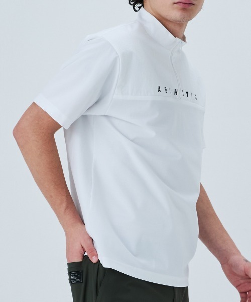 archivio(アルチビオ)の「<MENS>素材切替UV冷感ハーフジッププルオーバー(Tシャツ/カットソー・メンズ・ライトブルー/ブラック/ホワイト・LL/L/M)」の9枚目の写真