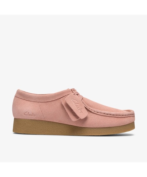 【激レア】　CLARKS ピンク/シャンパーニュ　モカシン　チャッカ　クラークス セール】WallabeeEVOSh / ワラビーエヴォシューズ (ライトピンク