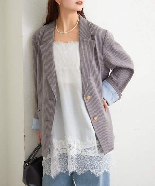 mystic（ミスティック）の「レースパネルキャミチュニック（チュニック・レディース・ブラック/オフホワイト・FREE）」の3枚目の写真