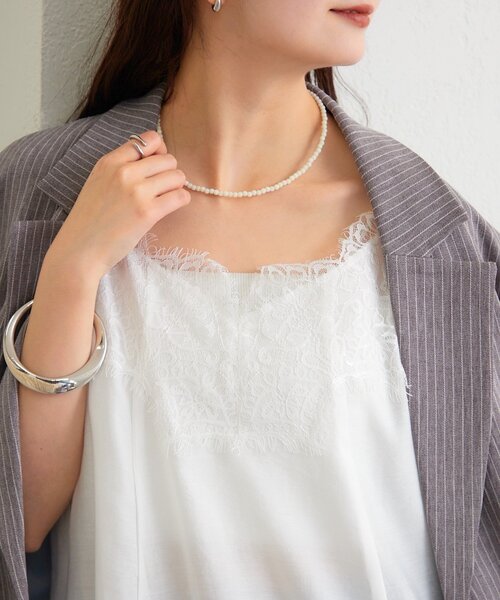 mystic（ミスティック）の「レースパネルキャミチュニック（チュニック・レディース・ブラック/オフホワイト・FREE）」の4枚目の写真