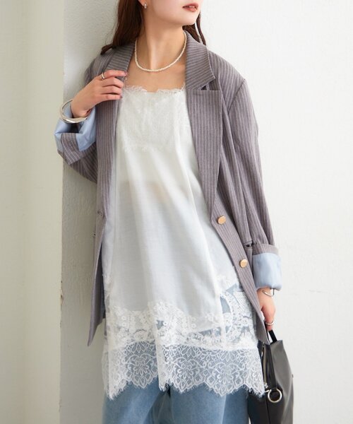 mystic（ミスティック）の「レースパネルキャミチュニック（チュニック・レディース・ブラック/オフホワイト・FREE）」の6枚目の写真