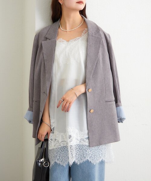 mystic（ミスティック）の「レースパネルキャミチュニック（チュニック・レディース・ブラック/オフホワイト・FREE）」の7枚目の写真