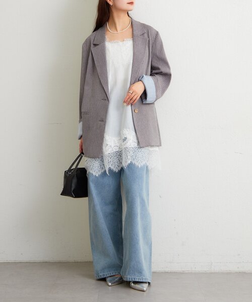 mystic（ミスティック）の「レースパネルキャミチュニック（チュニック・レディース・ブラック/オフホワイト・FREE）」の8枚目の写真