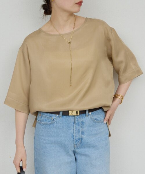 GALLARDAGALANTE(ガリャルダガランテ)の「【セットアップ対応】キュプラTeeブラウス(シャツ/ブラウス・レディース・カーキ/ネイビー/ライトベージュ・FREE)」の13枚目の写真