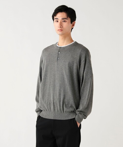 BEAMS HEART（ビームスハート）の「ヘンリーネック ニット（ニット/セーター・メンズ・グレー/ブラック・LARGE/MEDIUM/SMALL）」の8枚目の写真