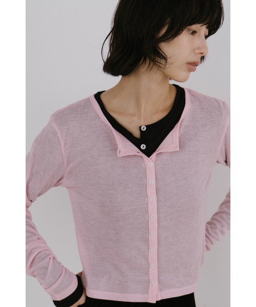 duei（デュイ）の「シアーロングスリーブカーディガン（カーディガン/ボレロ・レディース・グレー/ブラック/ピンク・FREE）」の3枚目の写真