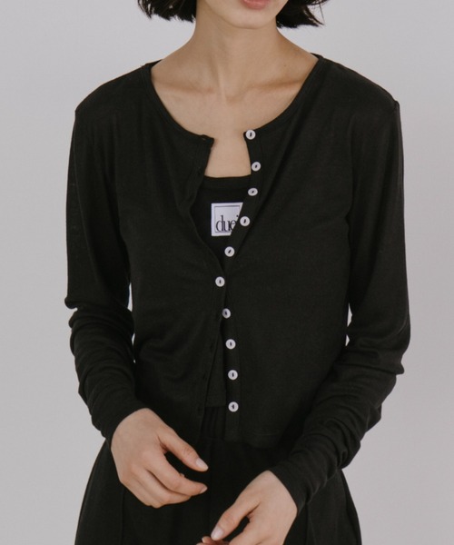 duei（デュイ）の「シアーロングスリーブカーディガン（カーディガン/ボレロ・レディース・グレー/ブラック/ピンク・FREE）」の2枚目の写真