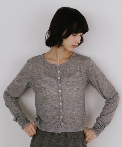 duei（デュイ）の「シアーロングスリーブカーディガン（カーディガン/ボレロ・レディース・グレー/ブラック/ピンク・FREE）」の4枚目の写真