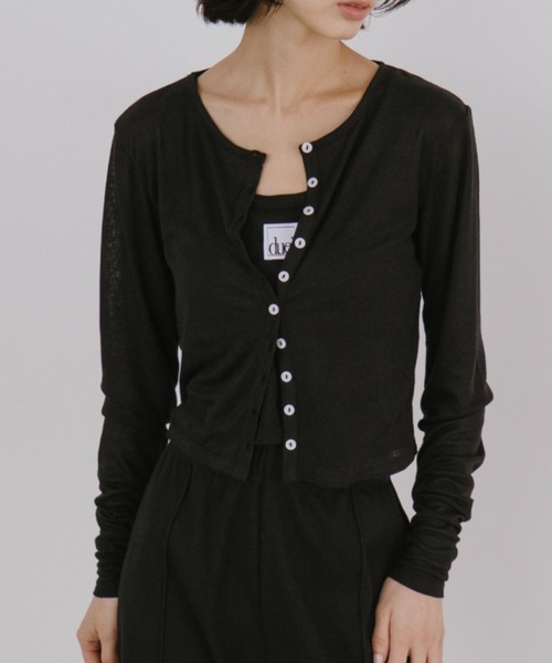 duei（デュイ）の「シアーロングスリーブカーディガン（カーディガン/ボレロ・レディース・グレー/ブラック/ピンク・FREE）」の9枚目の写真