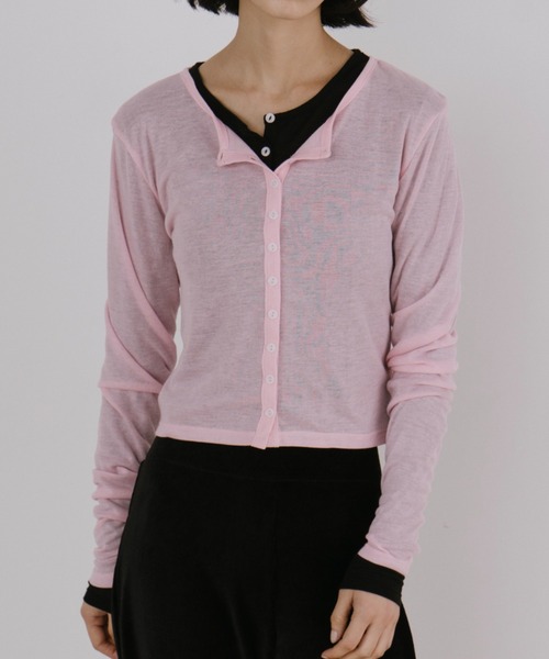 duei（デュイ）の「シアーロングスリーブカーディガン（カーディガン/ボレロ・レディース・グレー/ブラック/ピンク・FREE）」の13枚目の写真