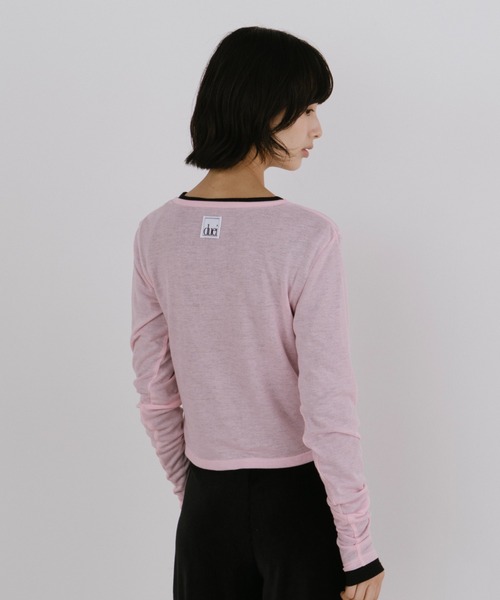 duei（デュイ）の「シアーロングスリーブカーディガン（カーディガン/ボレロ・レディース・グレー/ブラック/ピンク・FREE）」の14枚目の写真